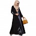 Double layered abaya with embroidery work- Black Double layered abaya with embroidery work- Black